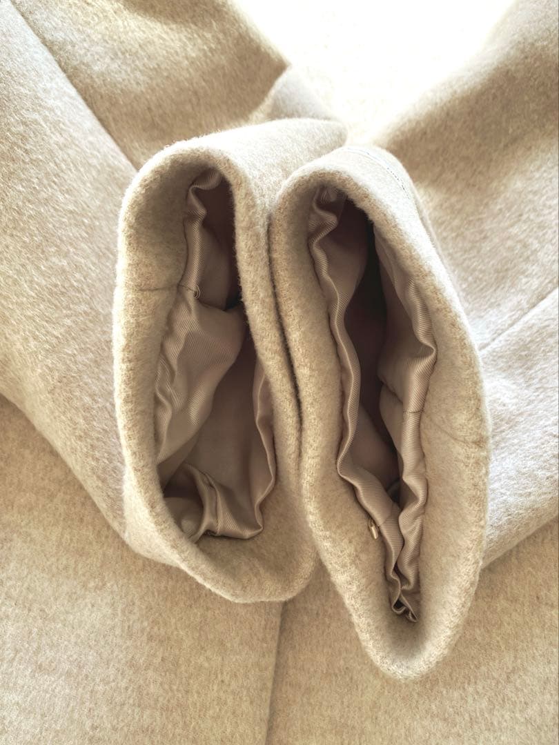 【美品】LANA WOOL 140クルーネックコート ベージュ❁˚