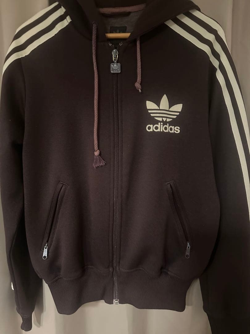 adidas 90s 00s 万国旗　ブラウン　ジップアップパーカー