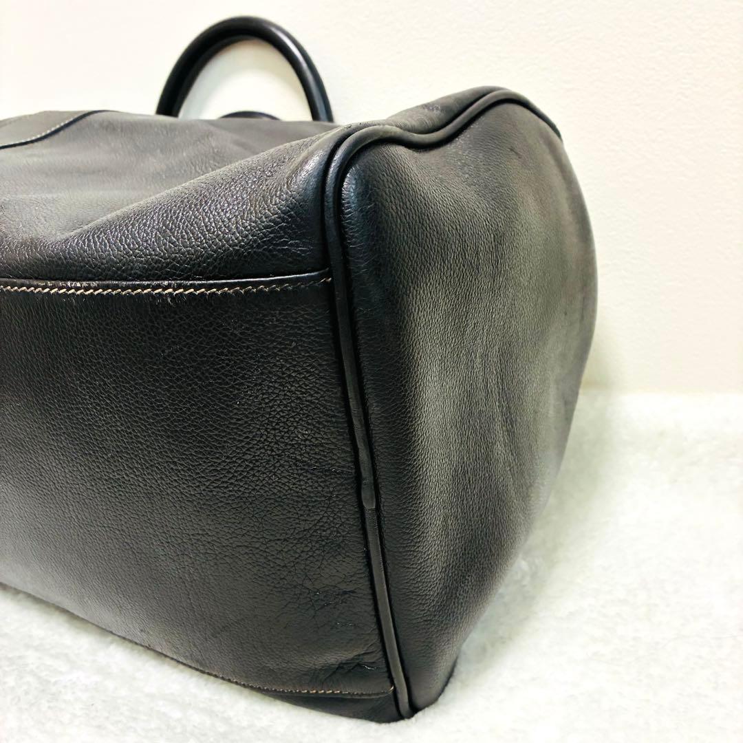 【希少】dunhill ダンヒル ボストンバッグ レザー ロゴ刻印 ブラック