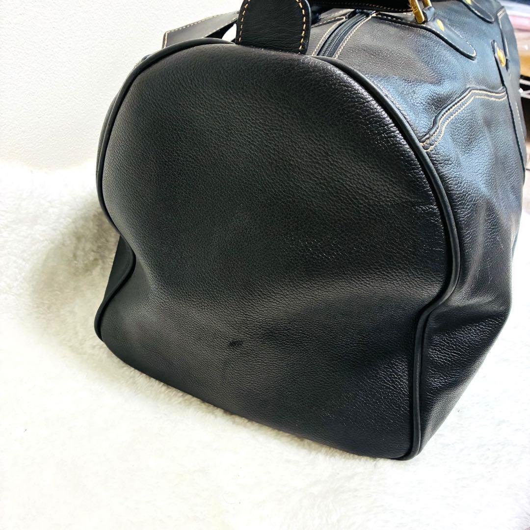 【希少】dunhill ダンヒル ボストンバッグ レザー ロゴ刻印 ブラック