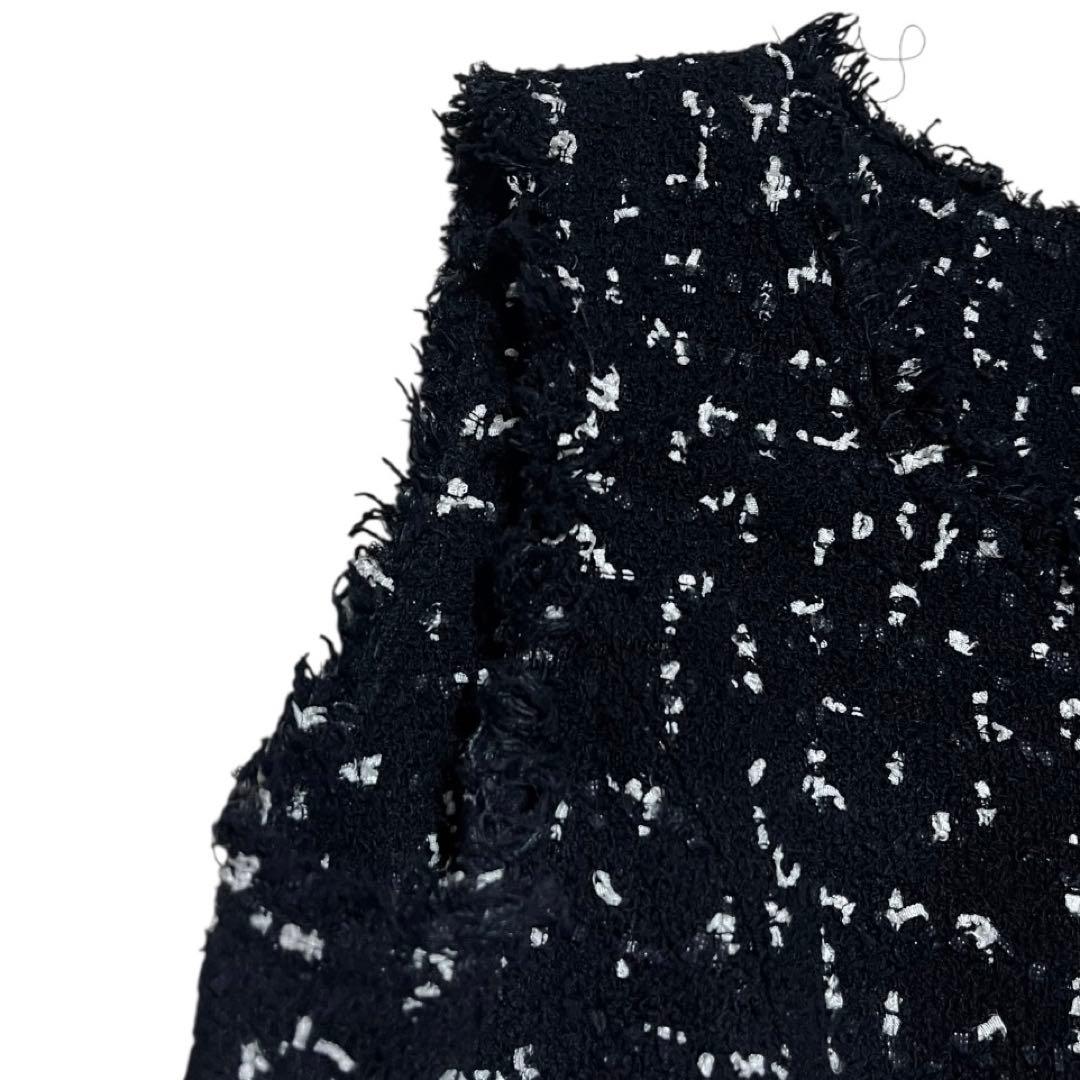 美品Rene 36(M)ノースリーブひざ丈ワンピース　ルネ　ツイードTISSUE