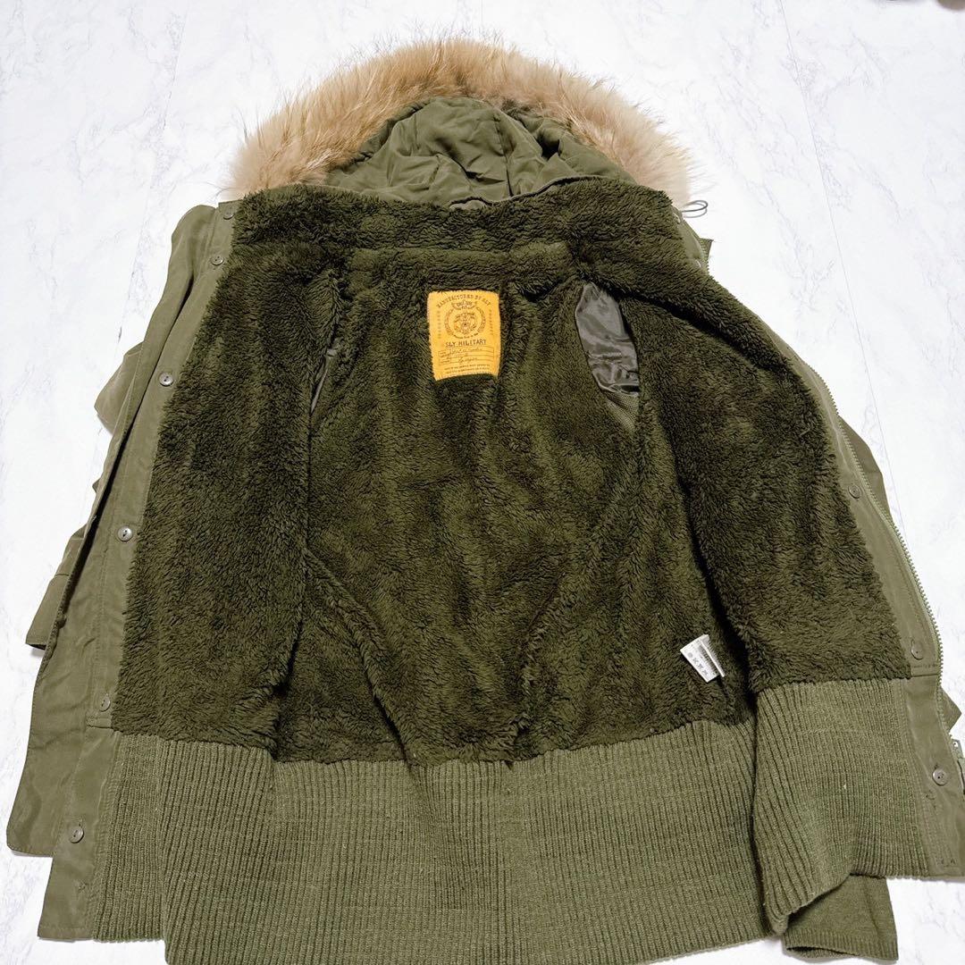 SLY N3B y2k ラクーンファー　　モッズコート　カーキ