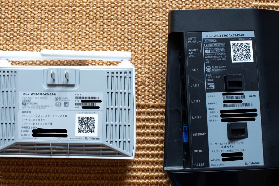 バッファローWi-Fi 6ルータWSR-5400AX6Sと中継機 セット