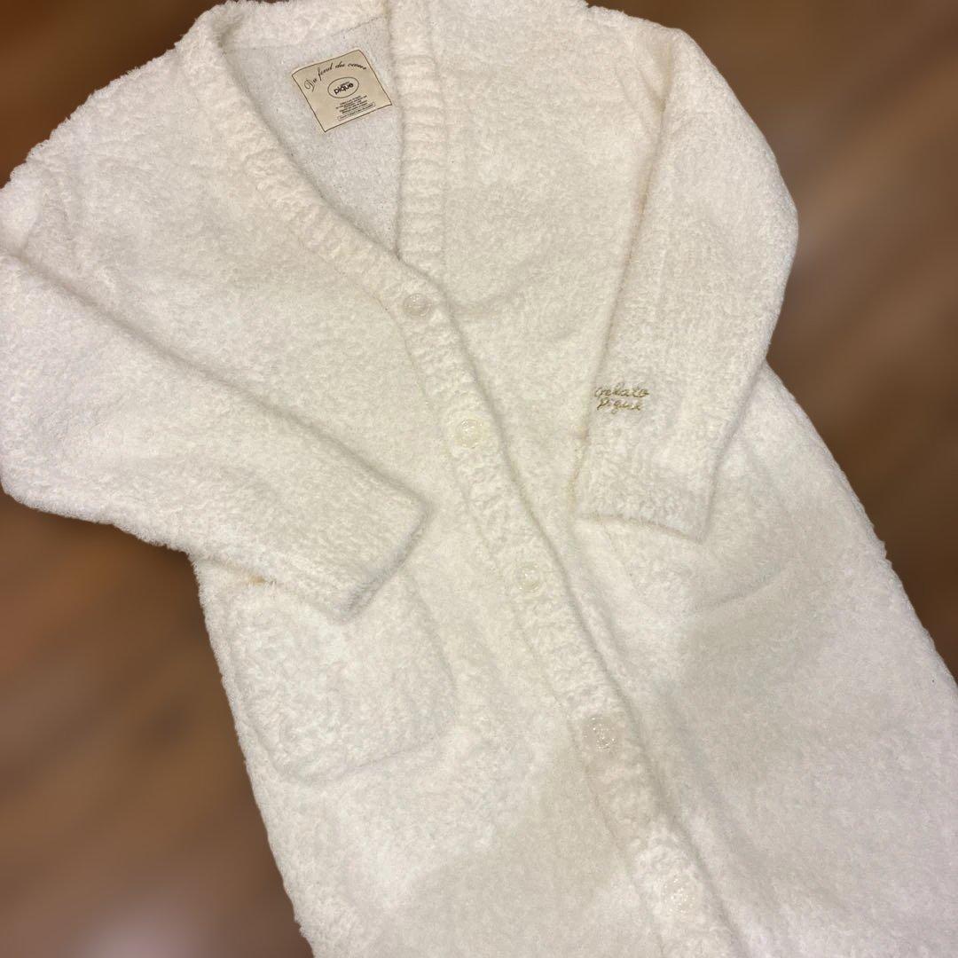 新品未使用gelato pique 白 もこもこVネックカーディガン F