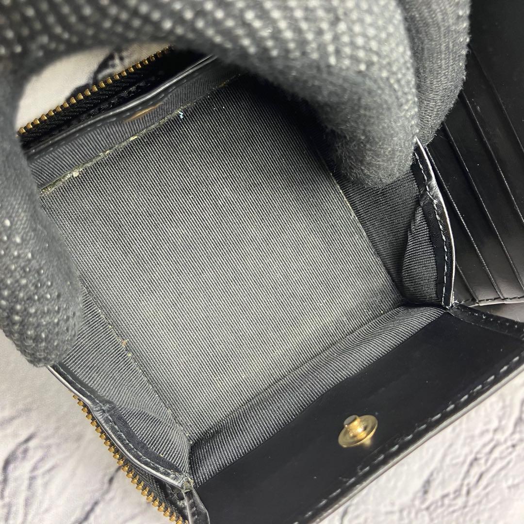 美品✨アニエスベー 本革 シボ革 レザー ラウンドファスナー 二つ折り財布 黒