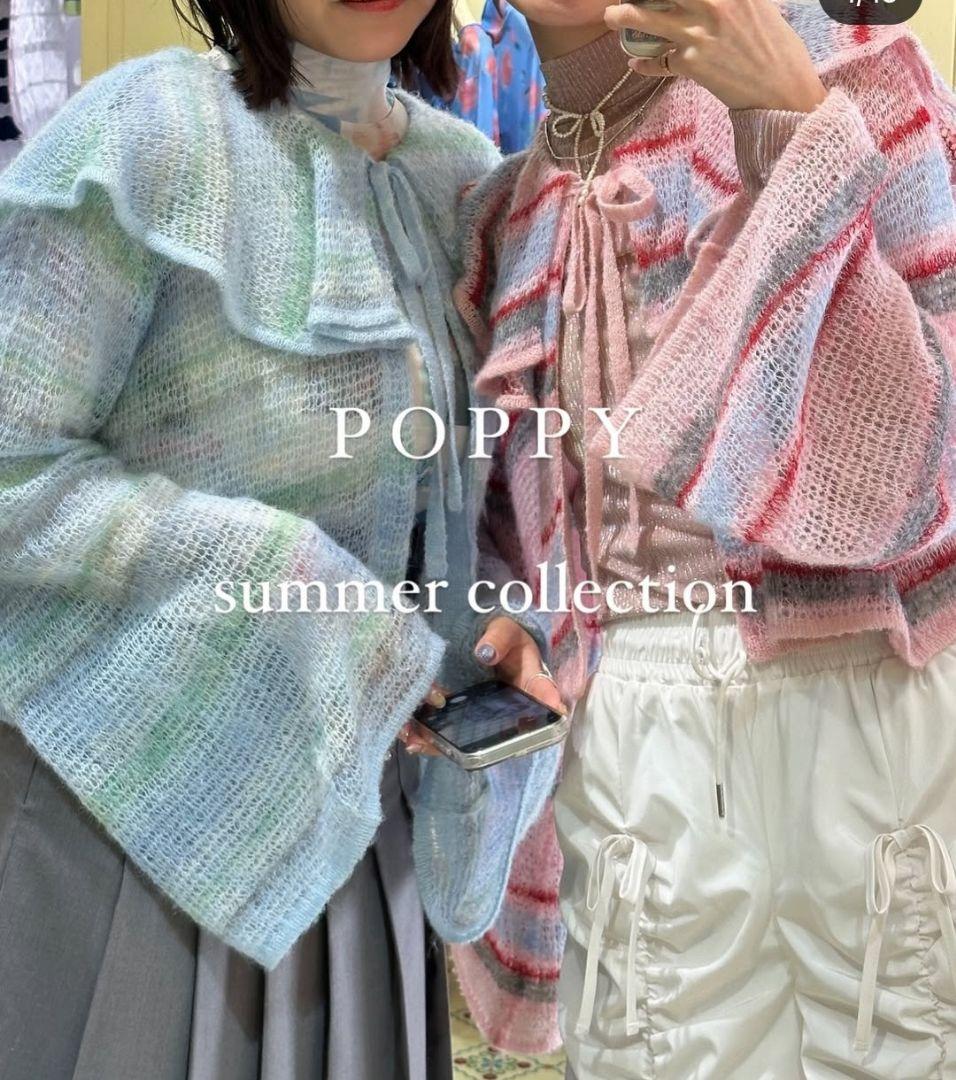 poppy あさぎーにょさん LOW GAUGE BORDER KNIT ピンク