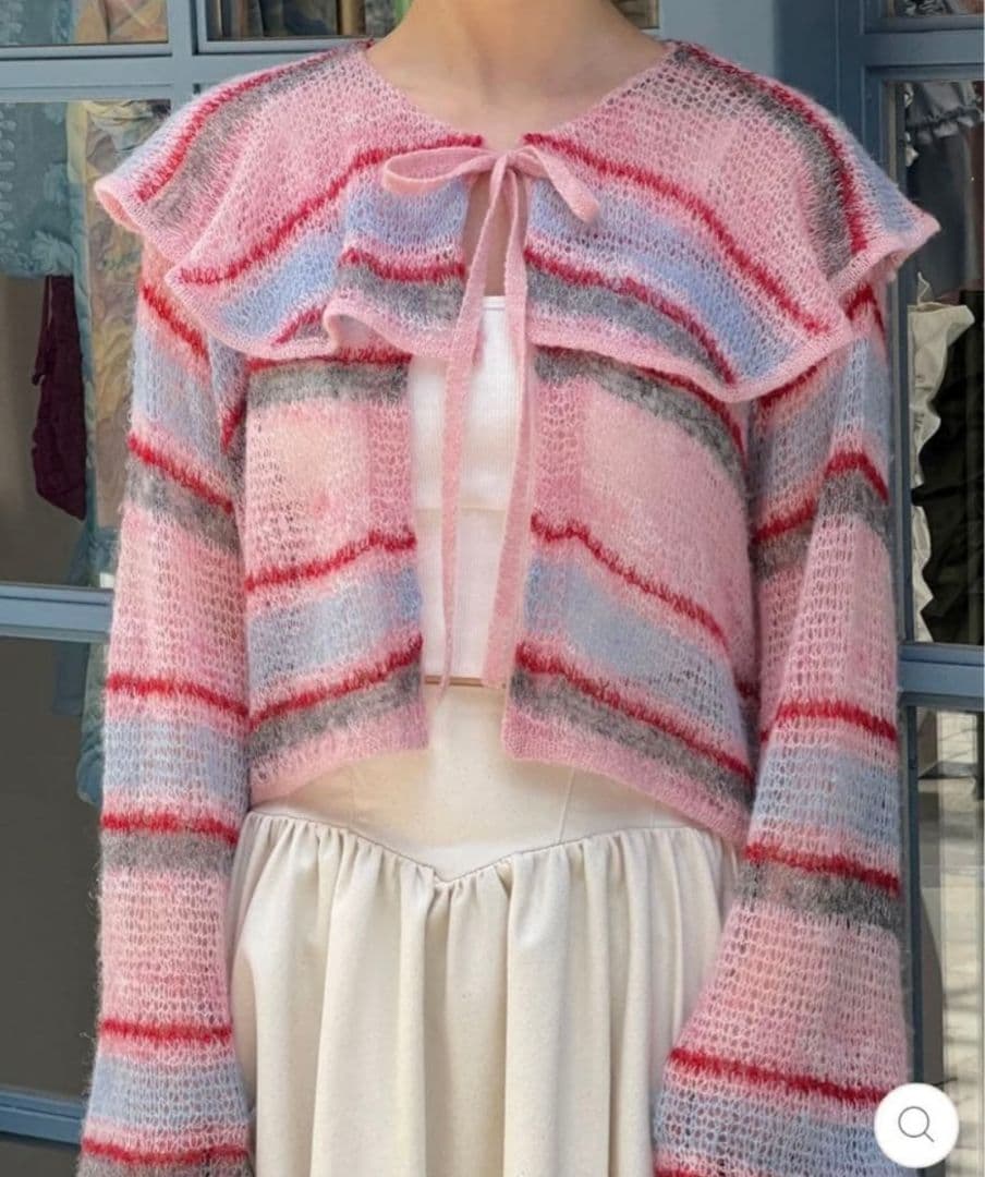 poppy あさぎーにょさん LOW GAUGE BORDER KNIT ピンク