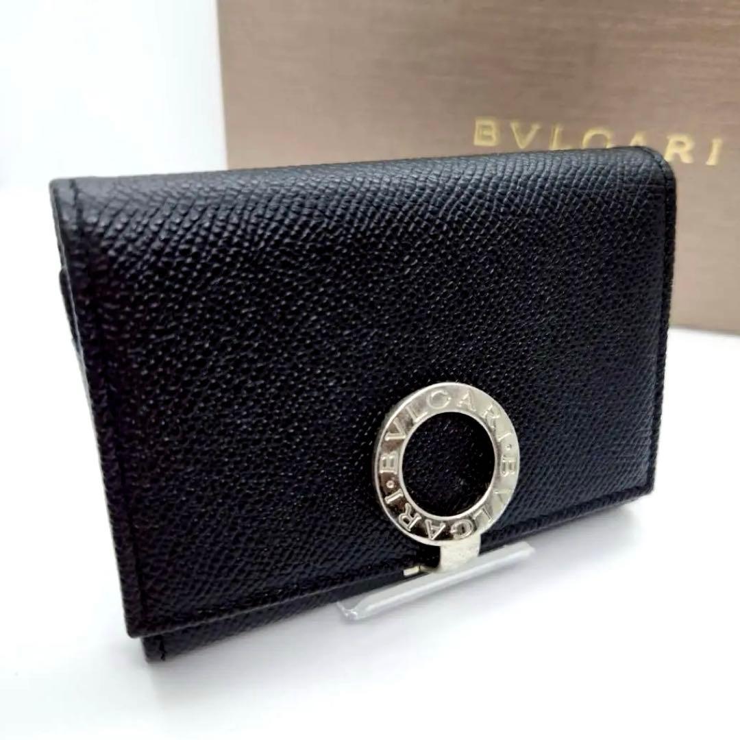 極美品 BVLGARI ブルガリ レザー カードケース 名刺入れ ブラックレザー