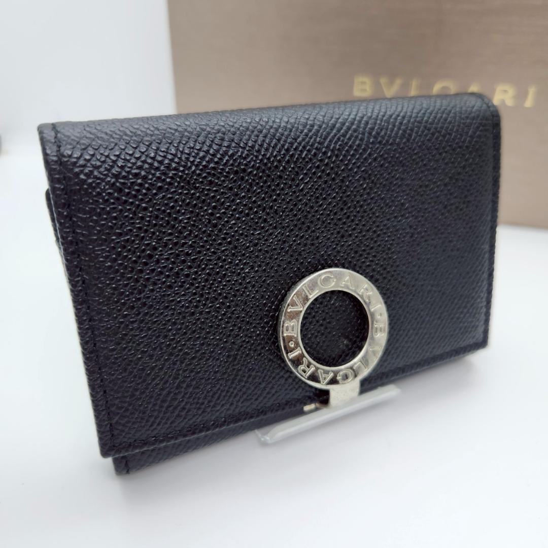極美品 BVLGARI ブルガリ レザー カードケース 名刺入れ ブラックレザー
