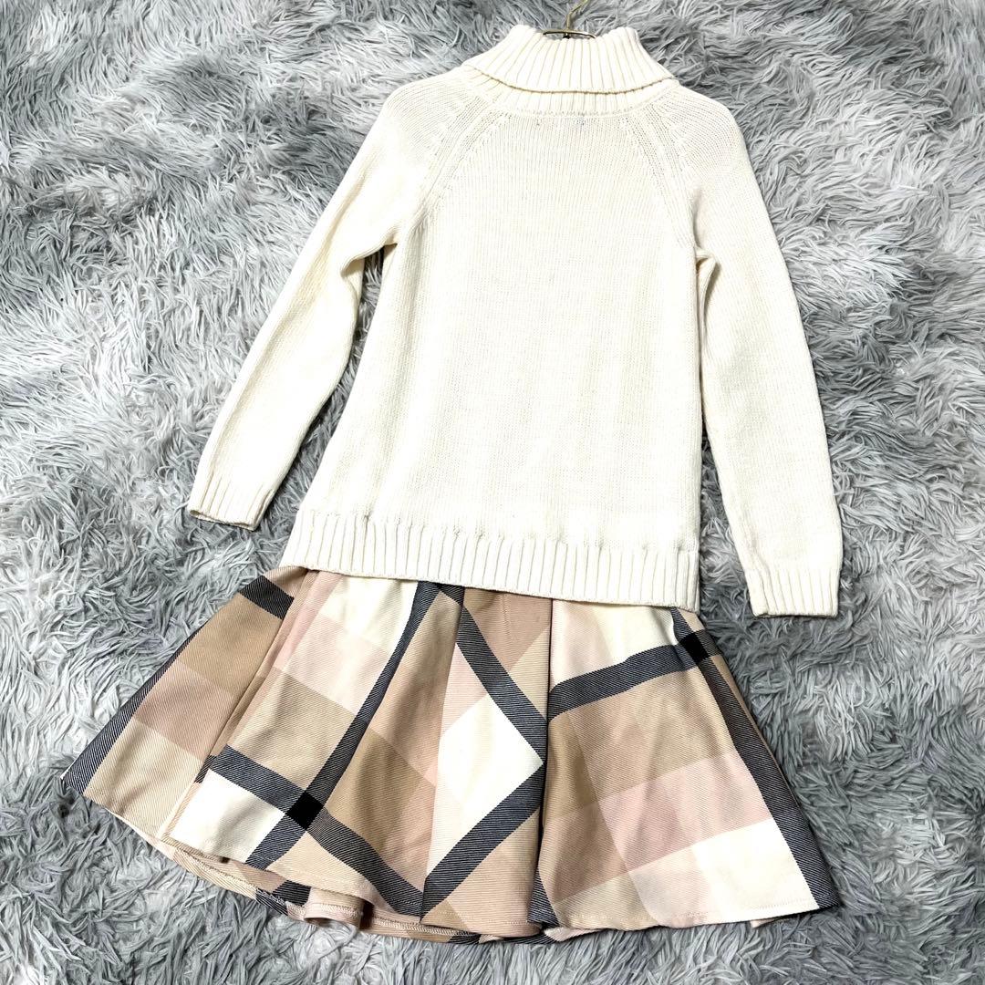 ブルーレーベルクレストブリッジ✨ドッキングニットワンピース　チェック柄　36 S