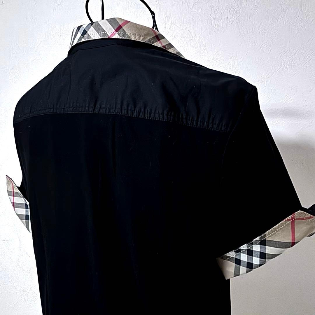 BURBERRY LONDON ポロシャツ　ノバチェック　ホース刺繍　黒　2XL