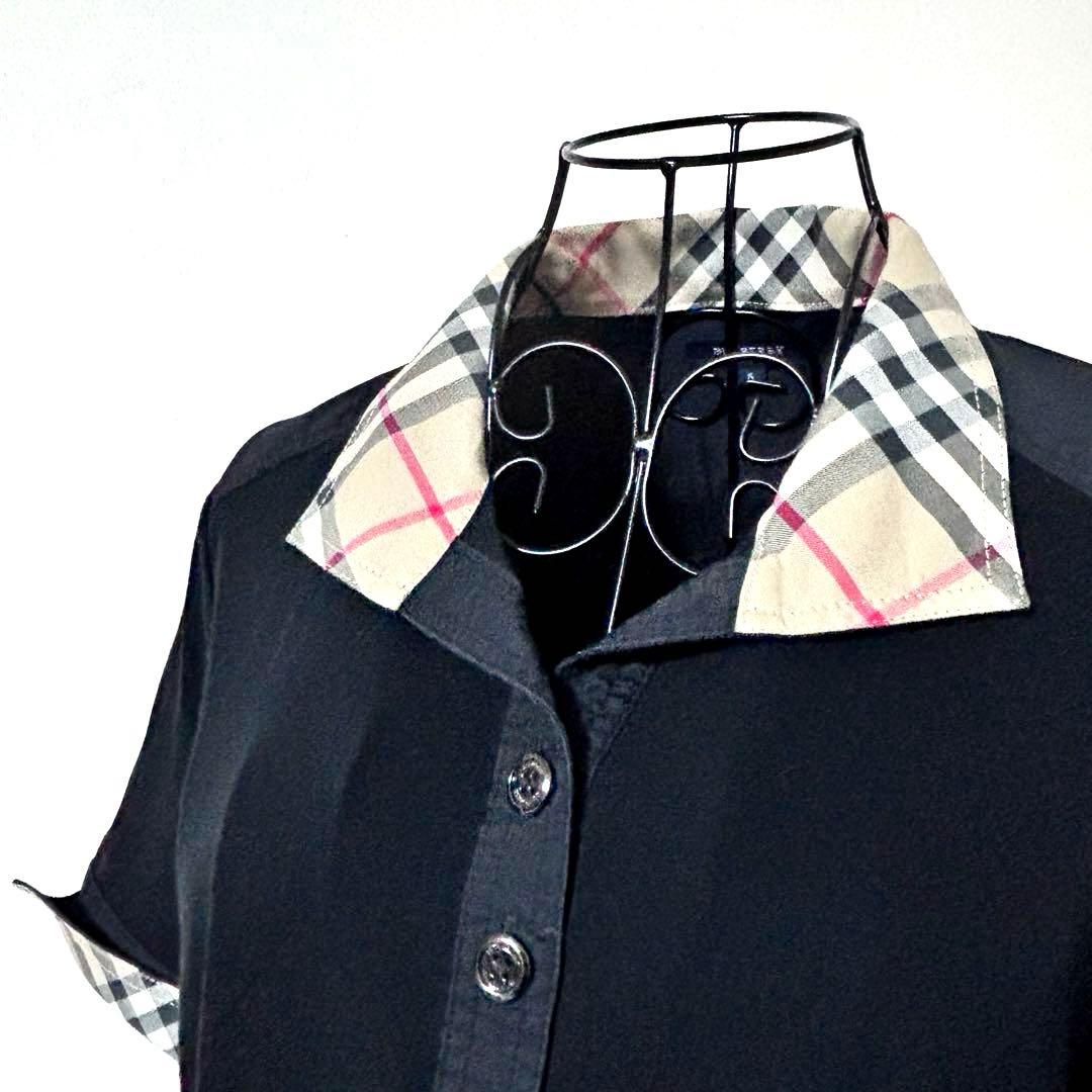 BURBERRY LONDON ポロシャツ　ノバチェック　ホース刺繍　黒　2XL