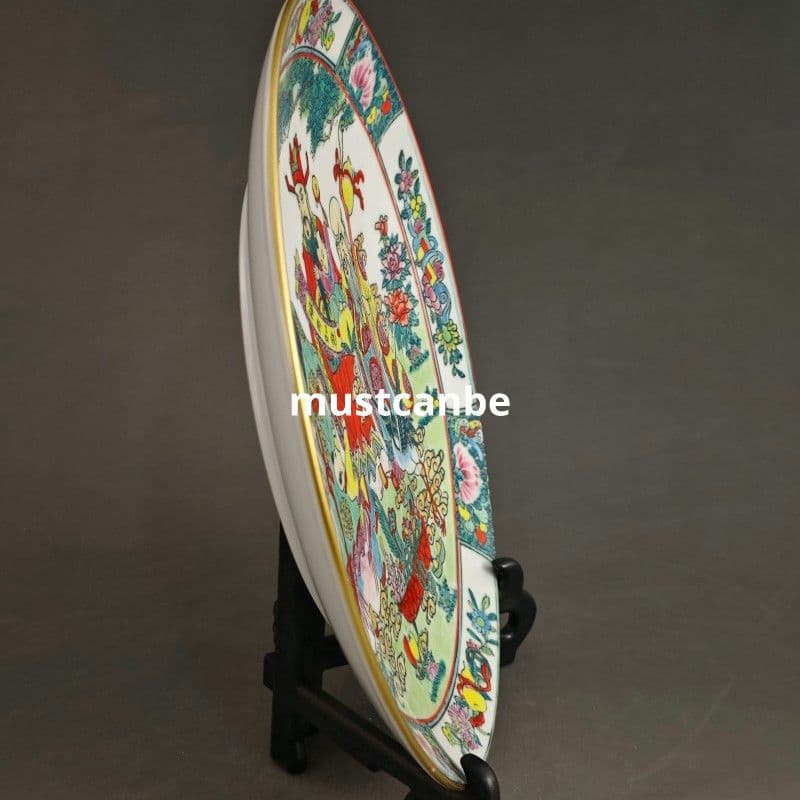 景徳鎮パステル福禄寿賞盤 陶磁器 装飾品 現代工芸品 美術品 置物