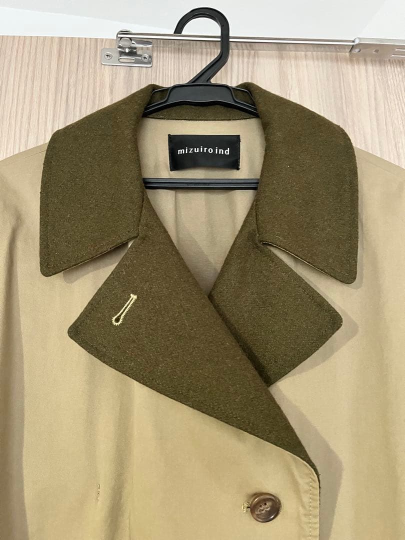 mizuiro ind ダブルブレストロングコート
