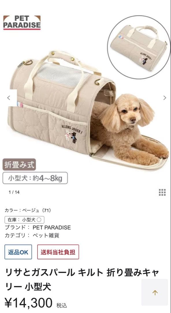 ペットパラダイス　リサとガスパール　キャリーバック