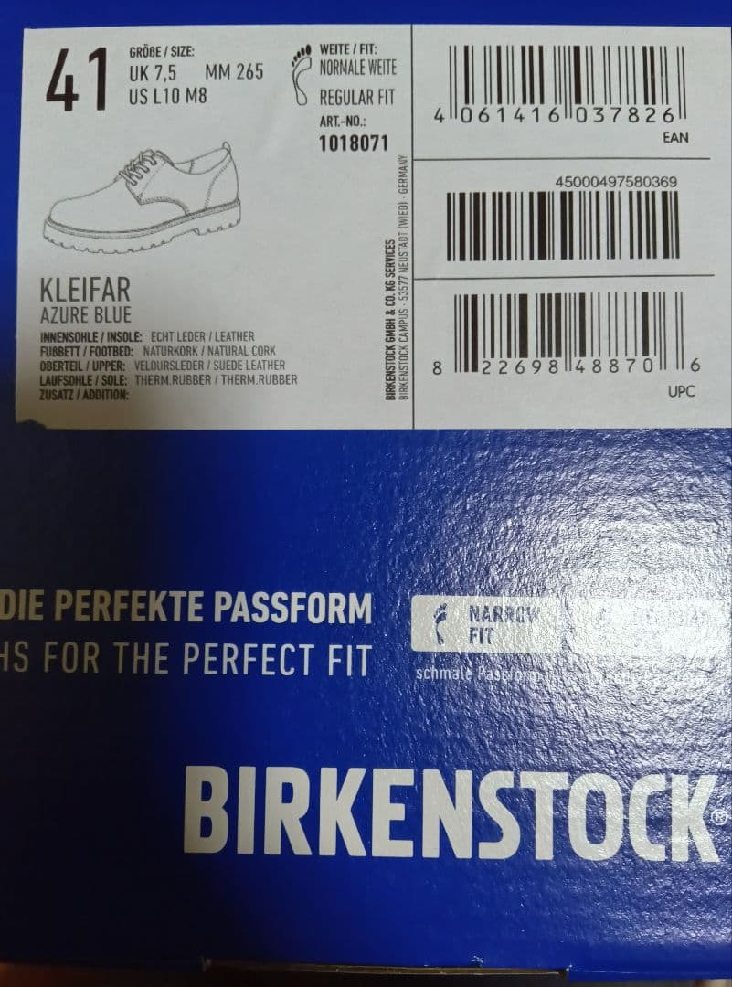 f*5様 新品ビルケンシュトッククレイヴァルKLEIFAR41青ブルー26.5c