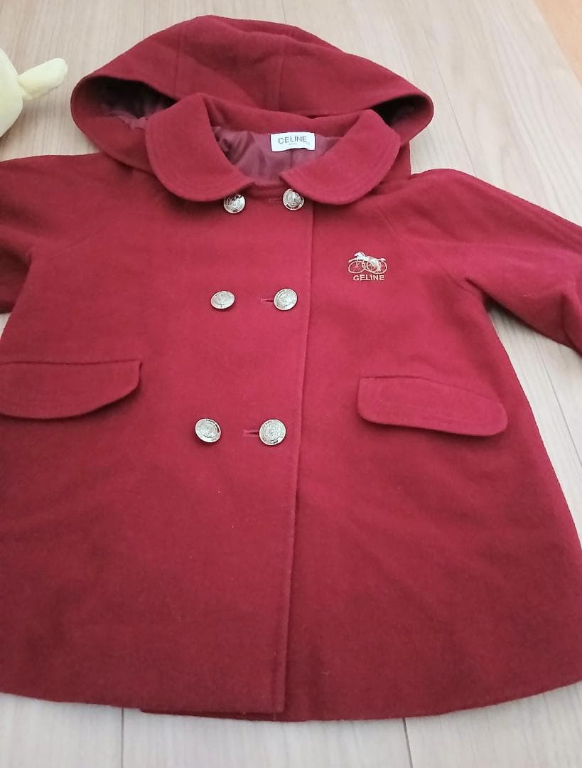 セリーヌ　baby CELINE 90 ウールコート　バーガンディー　赤紫　上品