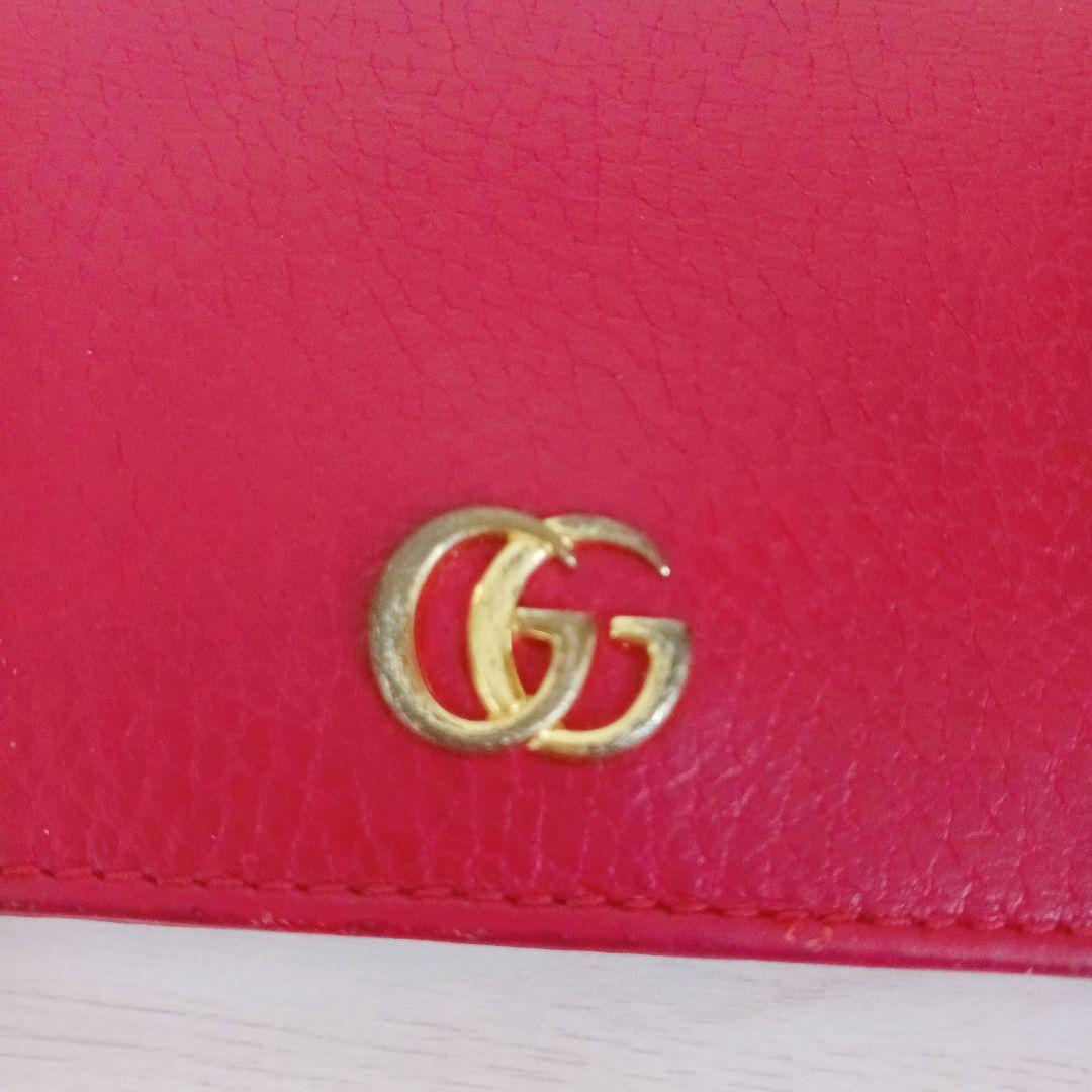 GUCCI グッチ マーモント 2つ折り財布 レッド レディース