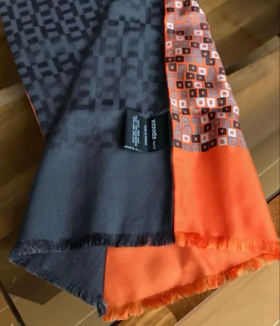 HERMES マルジェラ期シルクカシミアリバーシブルストール H柄