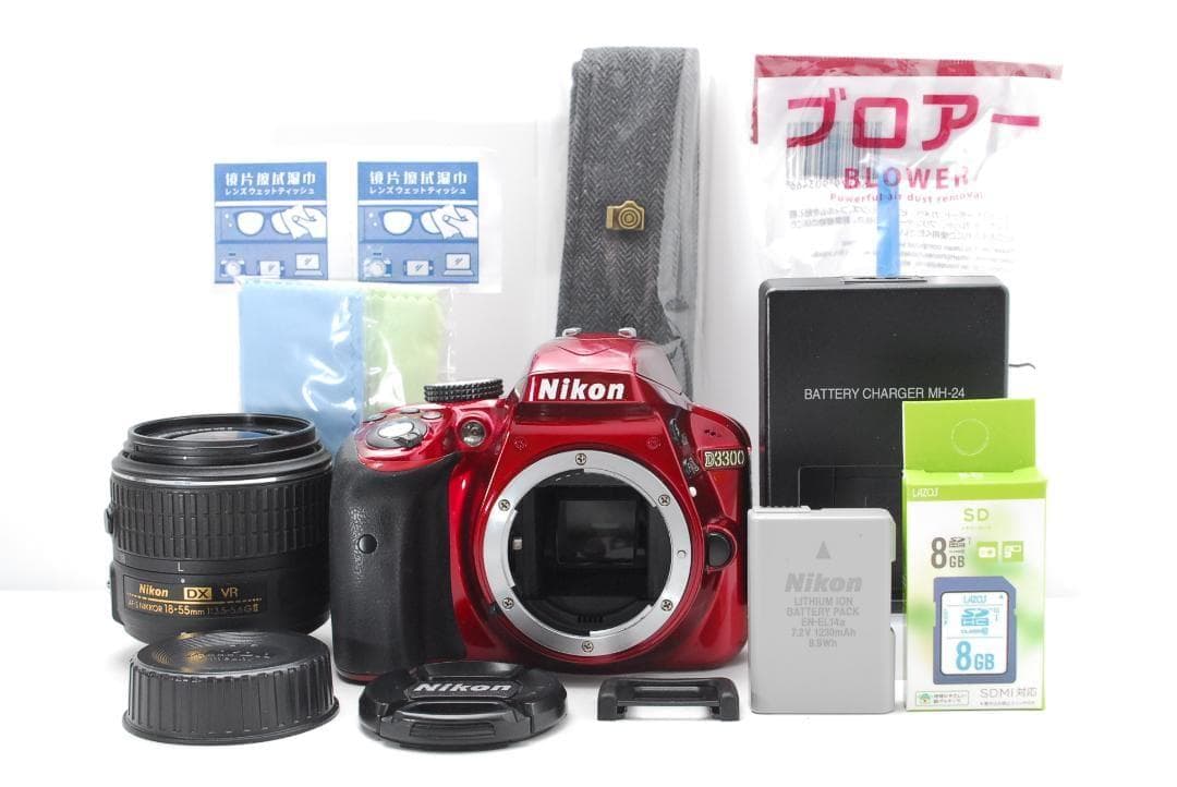 【新品級　ショット数１０６５枚】Nikon D3300　スマホ転送　レッド