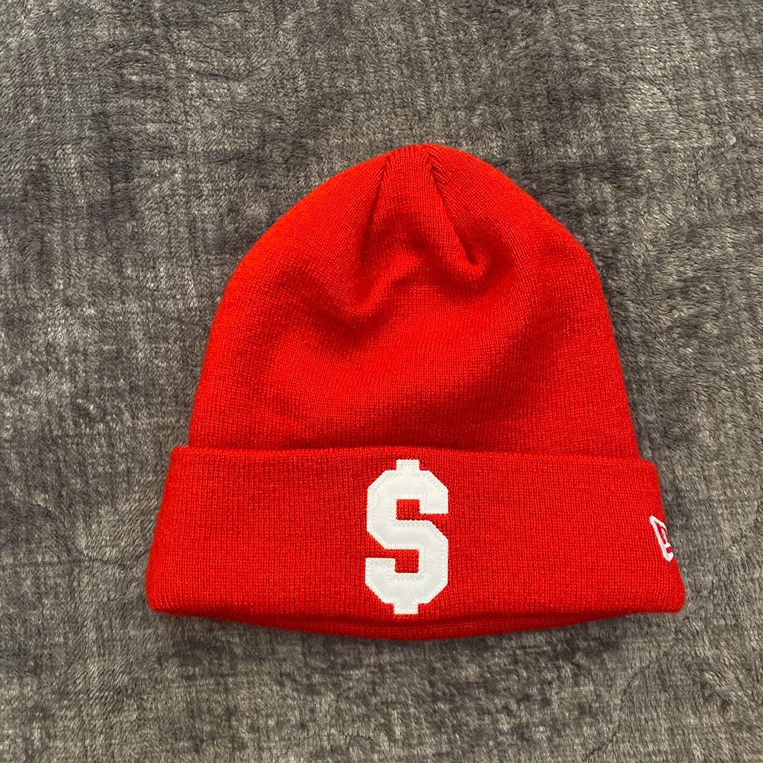 赤 ニット帽 $マーク Supreme