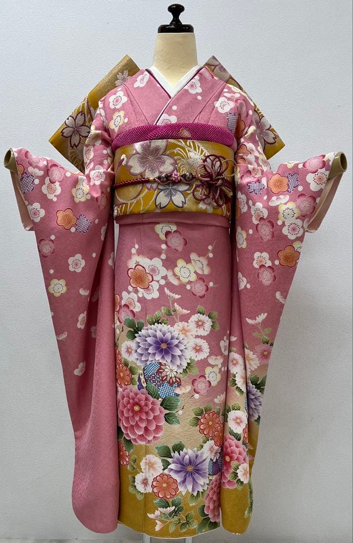 振り袖　フルセット　別誂長襦袢　金彩加工　刺繍入り　銀通し　成人式　840