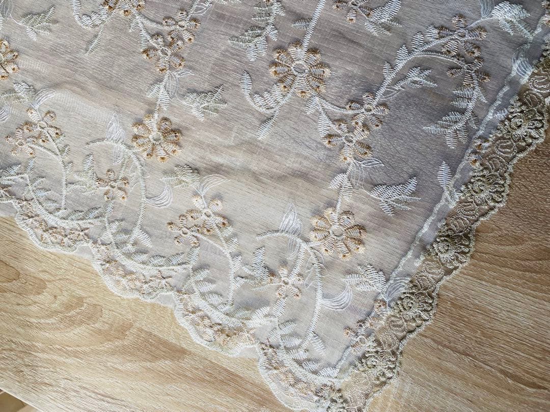 レースカーテン 刺繍 花柄 窓用 半遮光 断熱 UVカット 省エネ 喫茶店 装飾