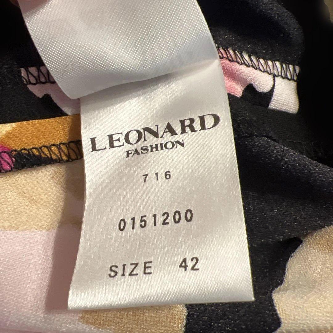 LEONARD カンカン黒地花柄 テーラードジャケット 42