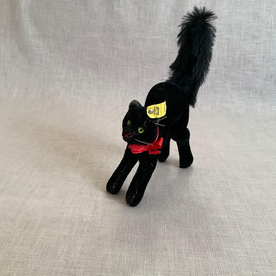 【ヴィンテージ】シュタイフ　ブラックキャット　14cm トムキャット　ぬいぐるみ