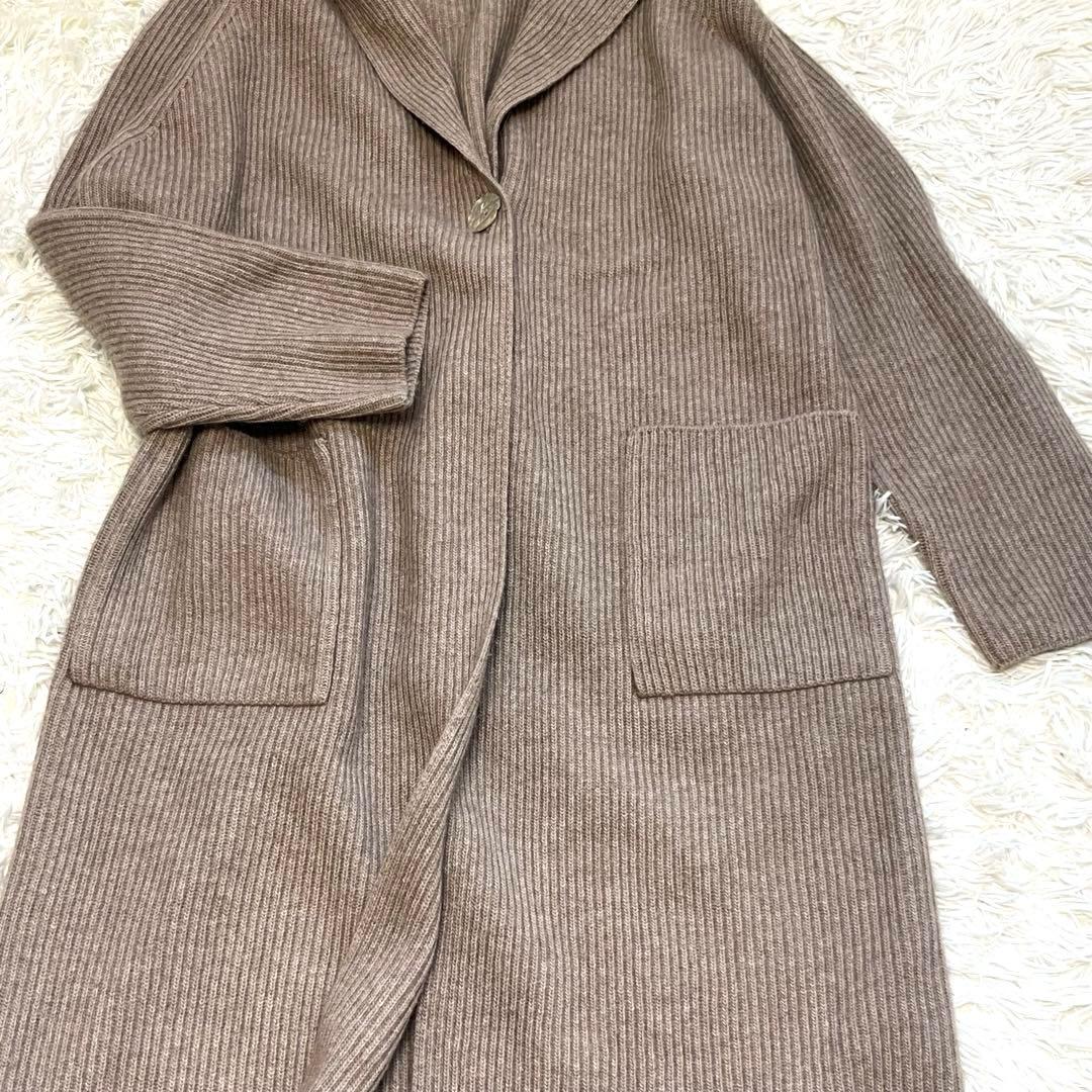美品　カシミヤ100% ロングカーディガン　フード　ベージュ　M SCOSSA