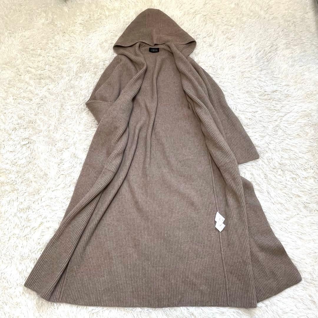 美品　カシミヤ100% ロングカーディガン　フード　ベージュ　M SCOSSA