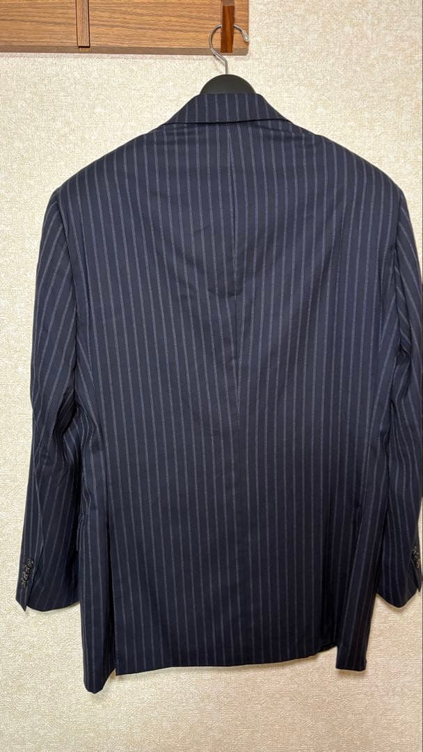 Belvest Super150's 紺ストライプ スーツジャケット 48