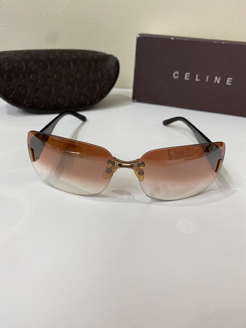 中古 CELINEセリーヌ リムレス グラデーション スクエアレンズ　サングラス