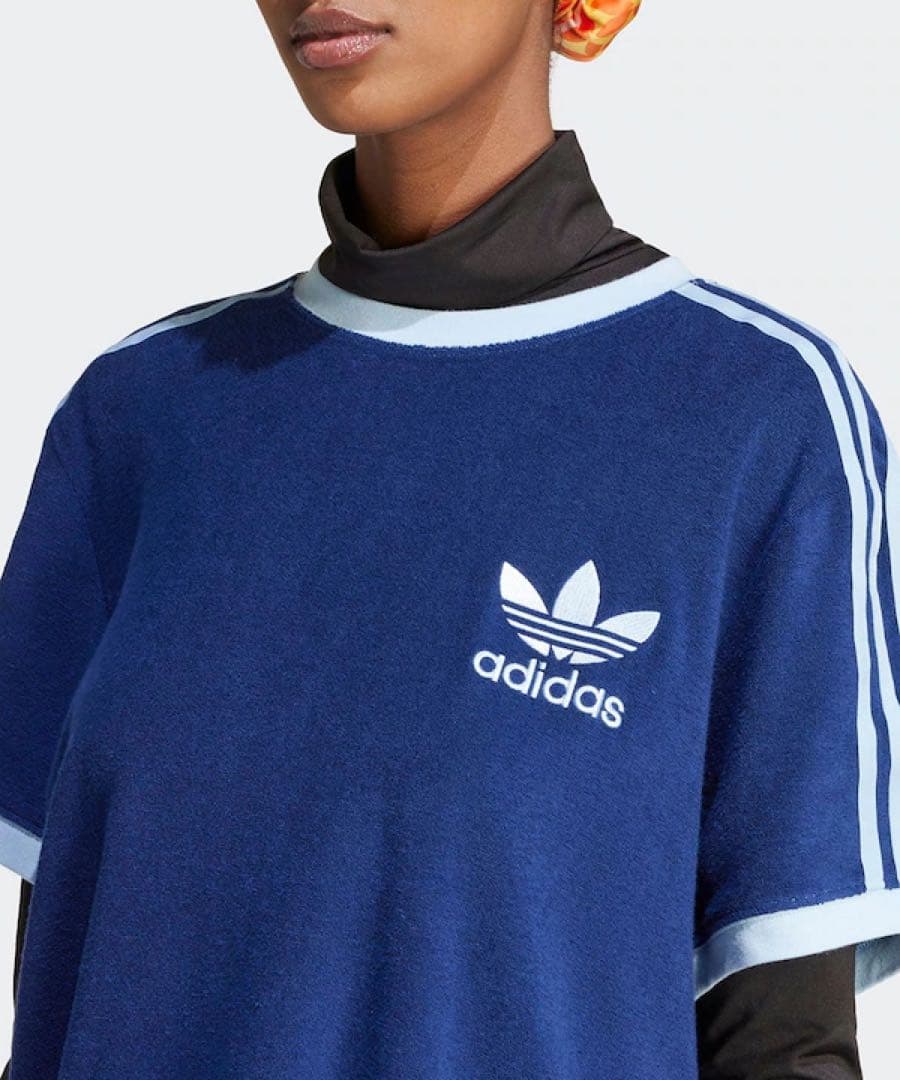 adidas アディダス テリー スリーストライプス 半袖Tシャツ パイル地 M
