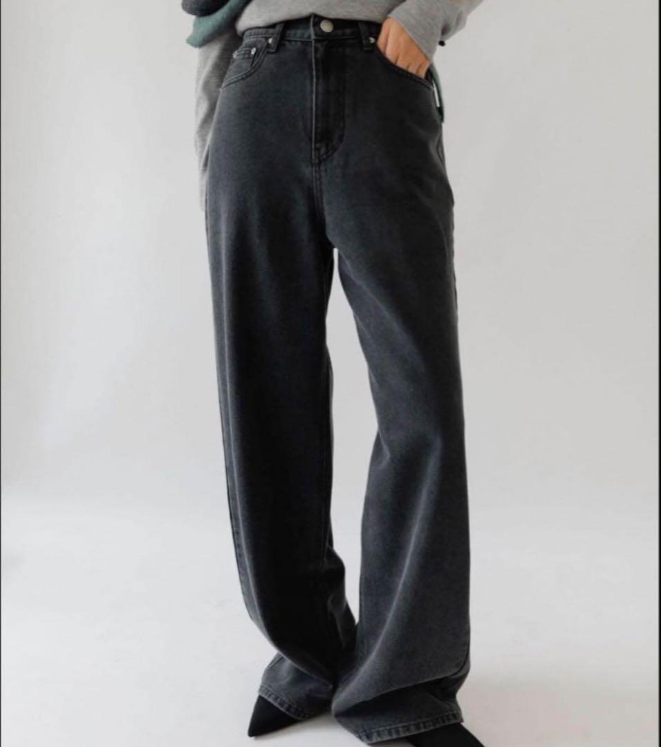 Na.e ナエ Wide Loose Jeans Charcoal sサイズ