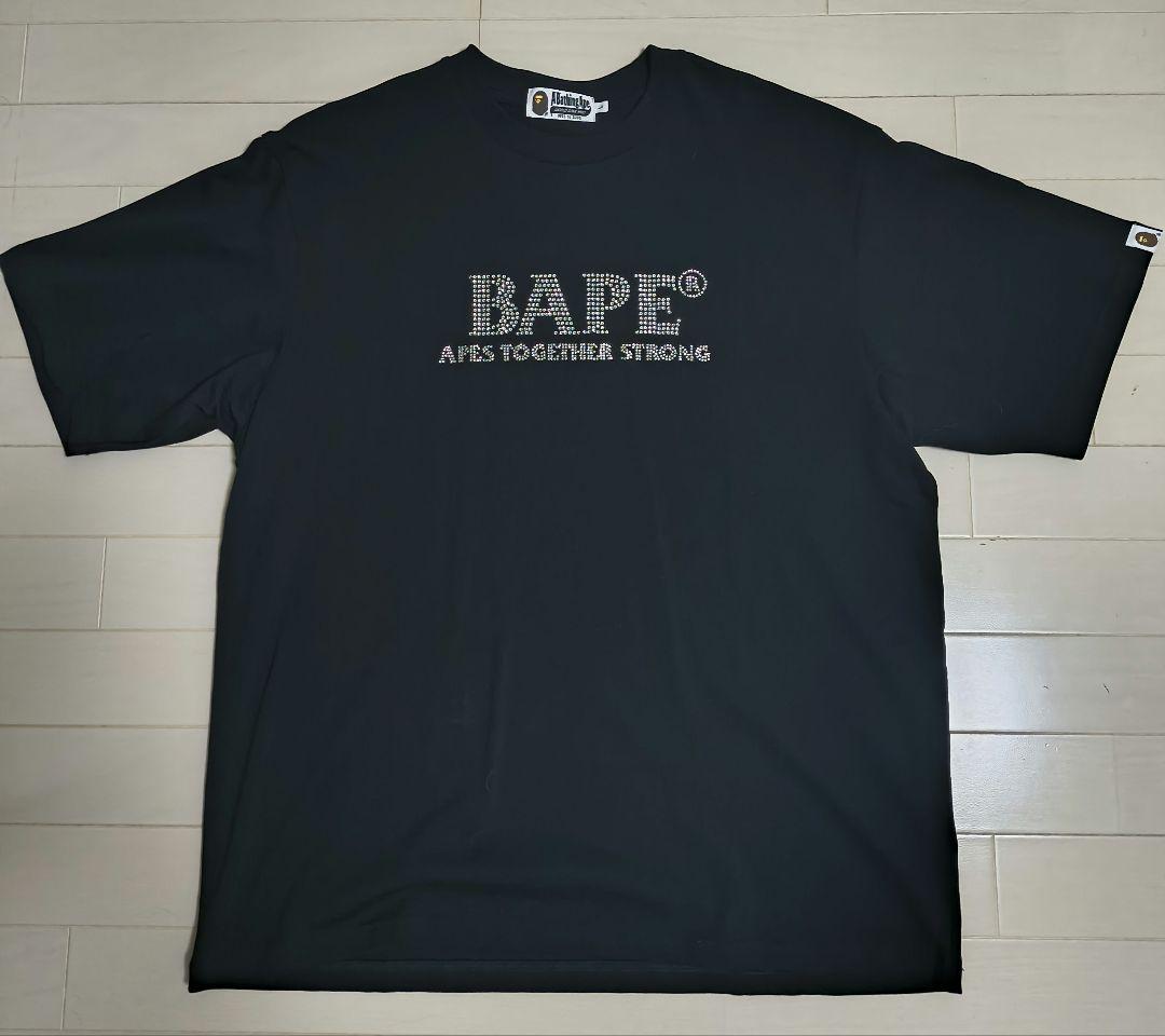 値下げ！【未使用品】A BATHING APE ラインストーン ベイプロゴT