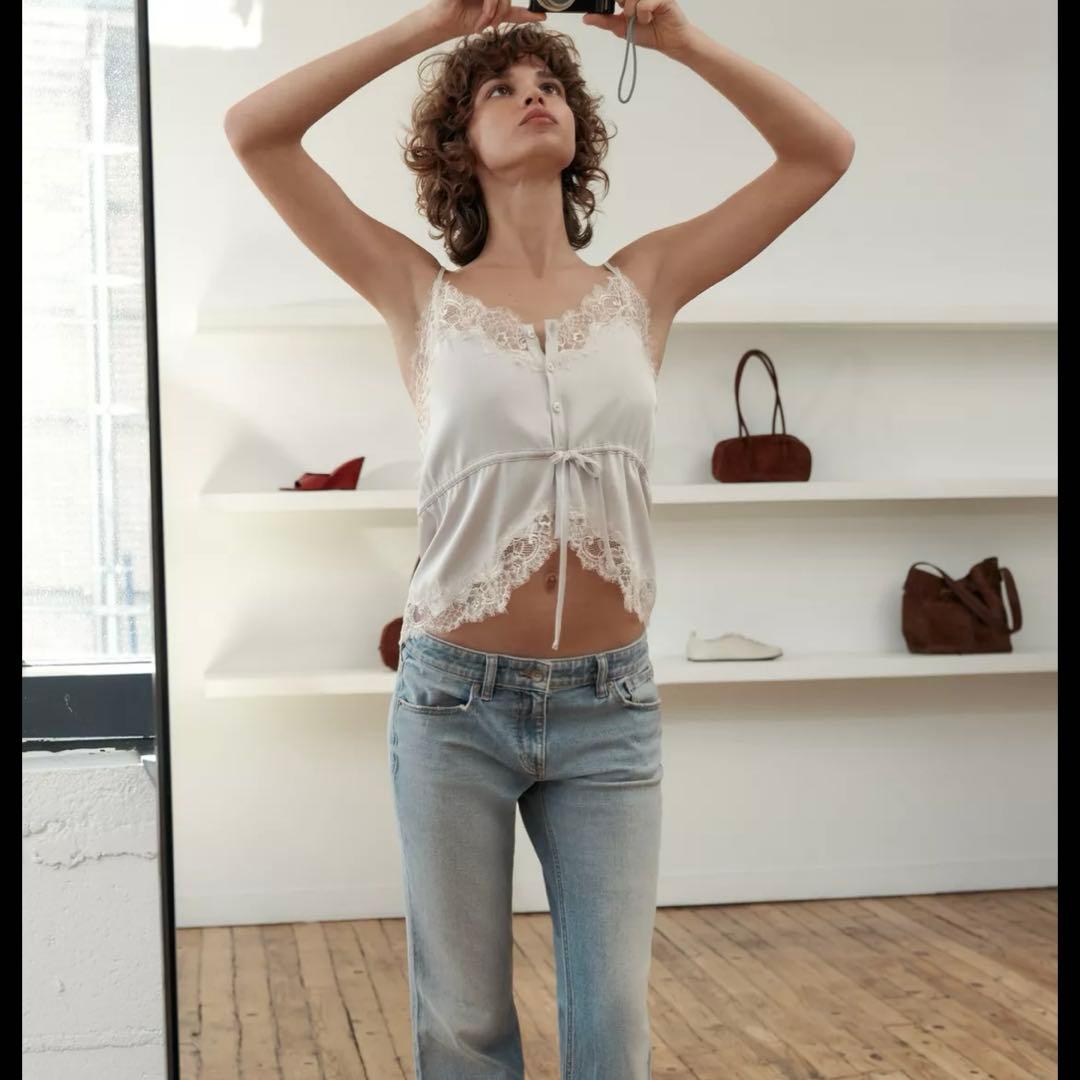 【新品タグ付き】ZARA サテン　レースキャミソール