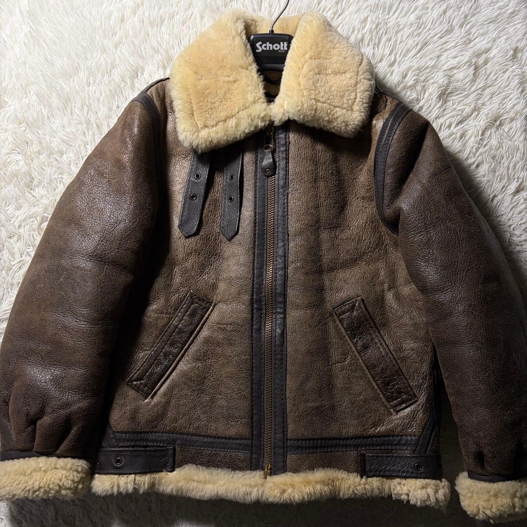 【米国製】schott フライトジャケット　B-3 羊革　ムートン　36