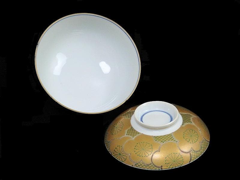 京焼　伊万里　金襴手　梅の図　大振蓋茶碗　蓋向付　２客　D431A-BWz