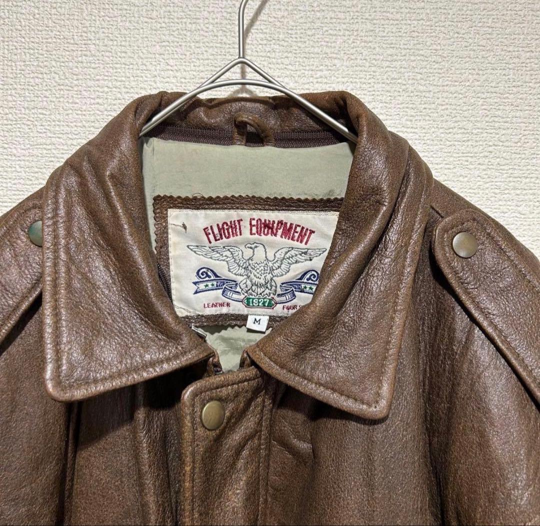 (FLIGHT EQUIPMENT) レザージャケット Mサイズ　ブラウン羊革