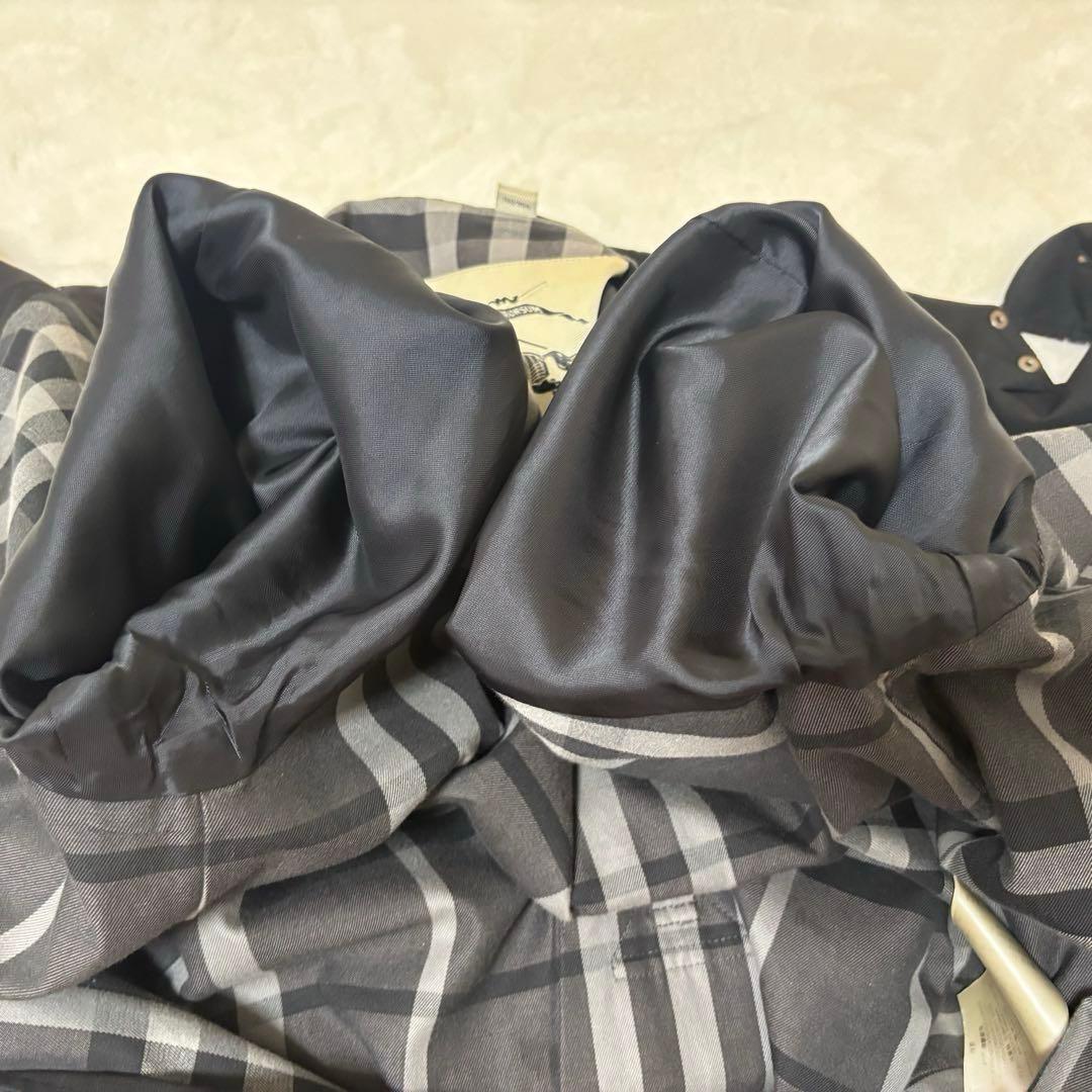 BURBERRY 黒 トレンチコート 50 L メガチェック 英国製 ベルト付
