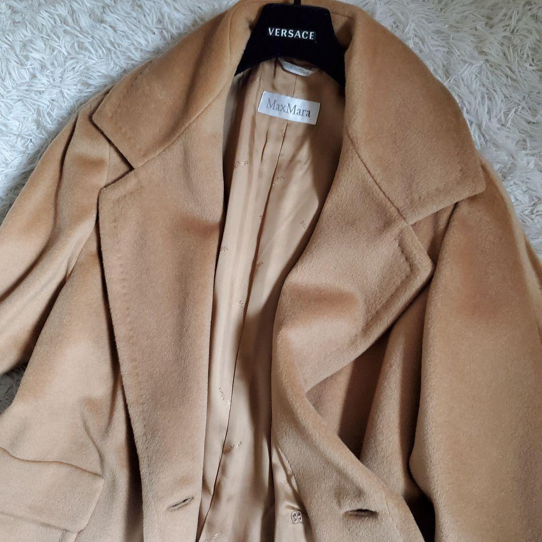 美品 Max Mara カシミヤ混 キャメル ロングコート 46 白タグ