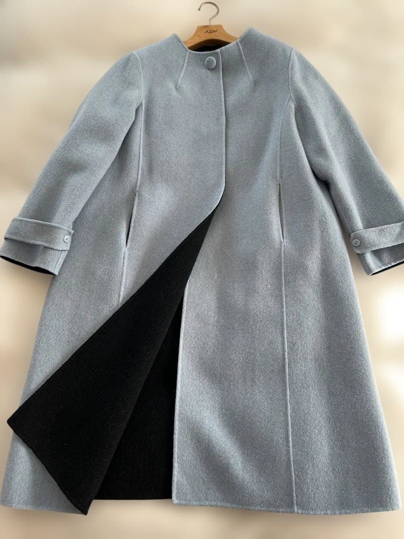 美品✨東京ソワ－ル ダブルフェイス　ノ－カラ－リバ－コ－ト　リバ－シブル　 Ｌ