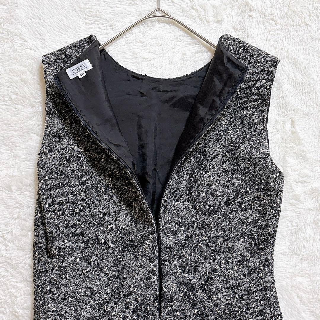 [超美品]FOXEY フォクシー ビーズ ツイード ワンピース