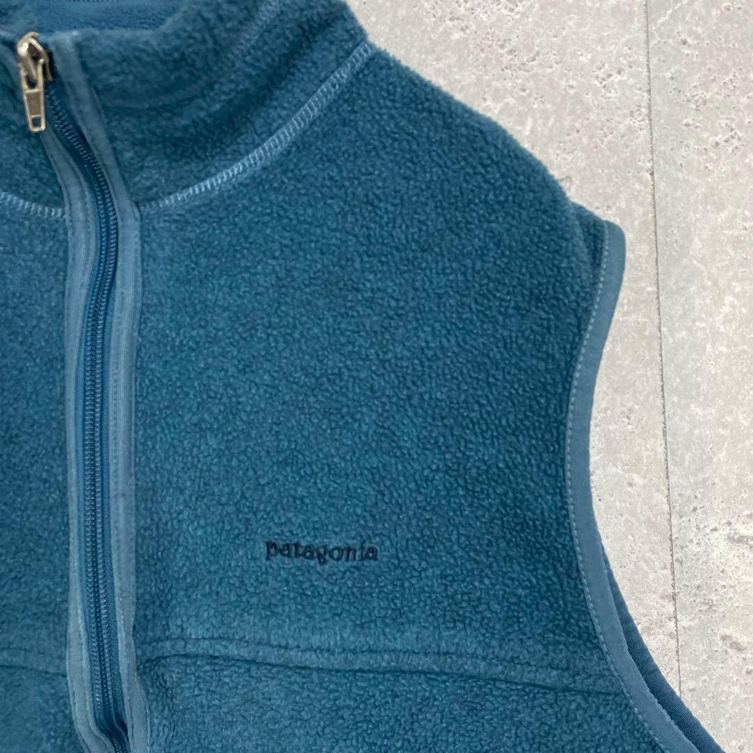 パタゴニア　シンチラ　フリースベスト　くすみブルー　刺繍ロゴ　M