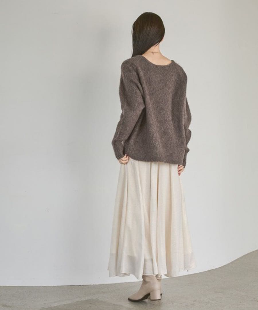 【新品】apart by ハクプリントキリカエフレアスカート アイボリー