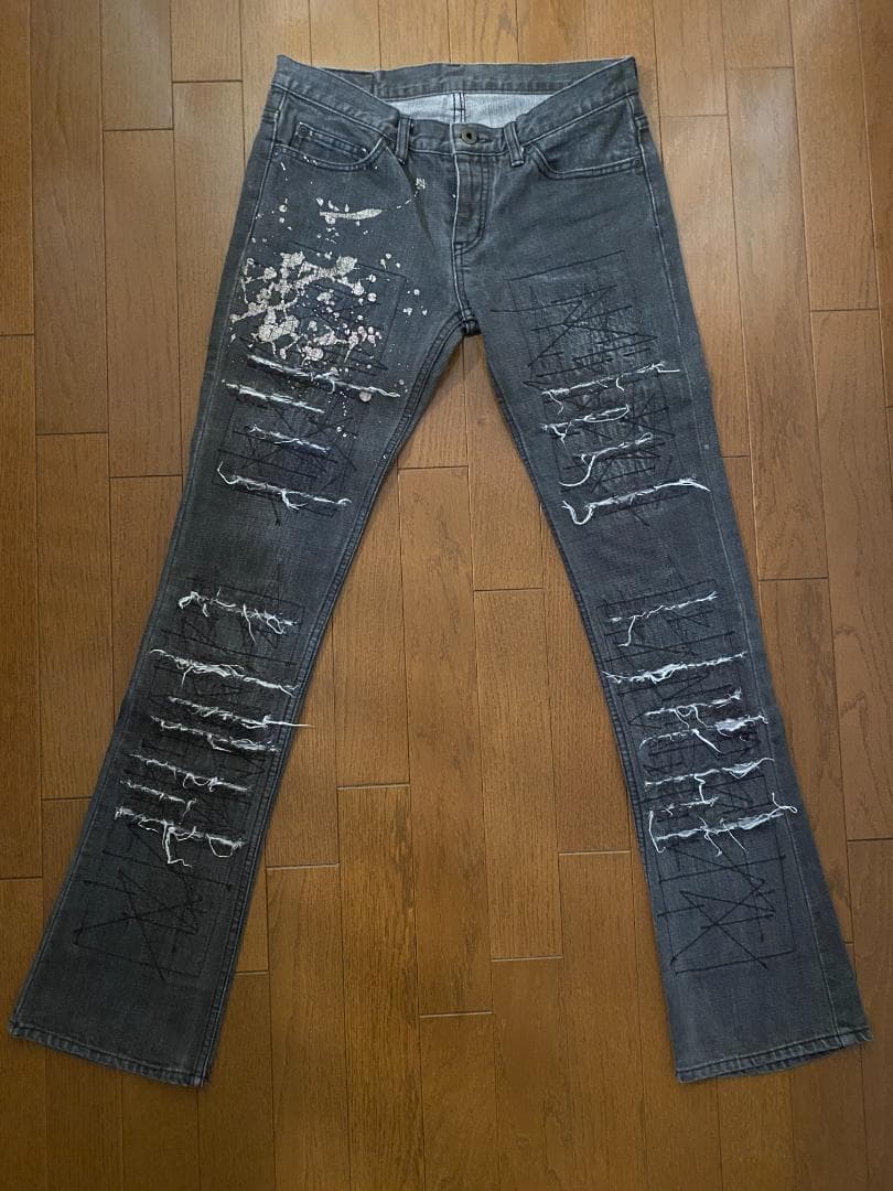 【レア・希少】ヒステリックス　ダメージ加工 ブーツカットデニム　グレー