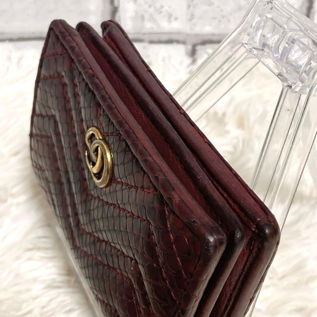 【極希少】 GUCCI 折り財布 コンパクト GGマーモント パイソン レッド