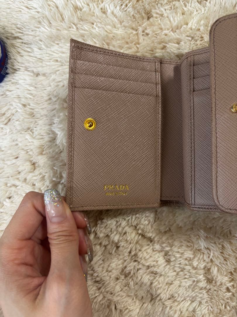 PRADA サフィアーノレザー 三つ折り財布 ベージュ