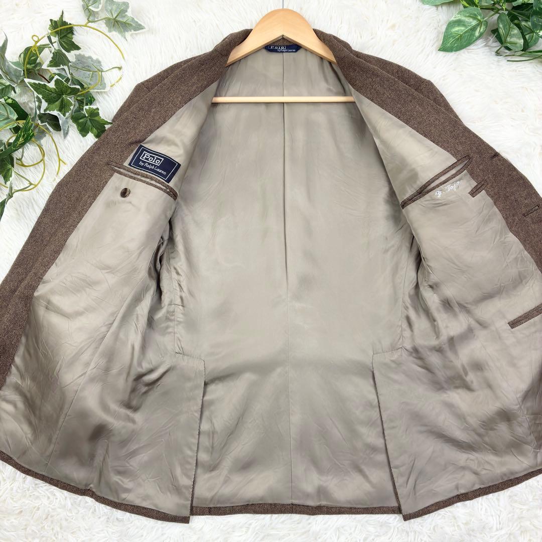 美品　ポロバイラルフローレン　ツイード　テーラードジャケット　M　キャメル